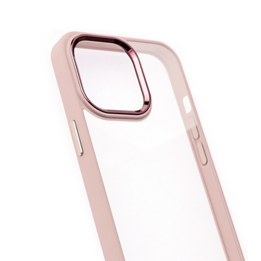 iPhone 13 Compatible Case Cover With Shockproof Metal Camera Lens Protection Clear PC - Pink